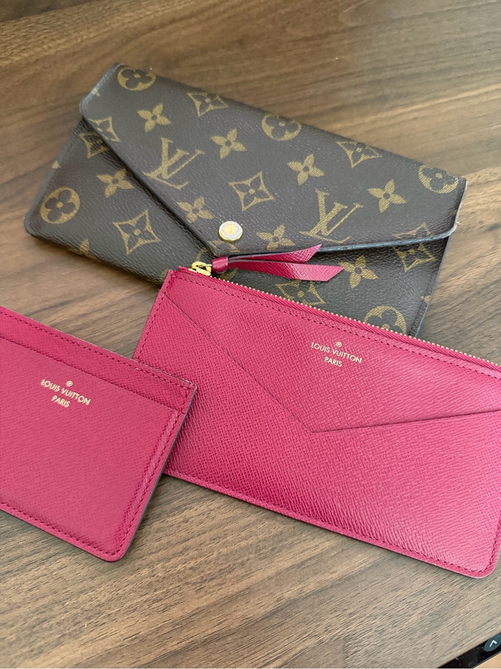 Louis Vuitton Monogram Jeanne Fuschia Canvas Wallet Pink Leather Accessories